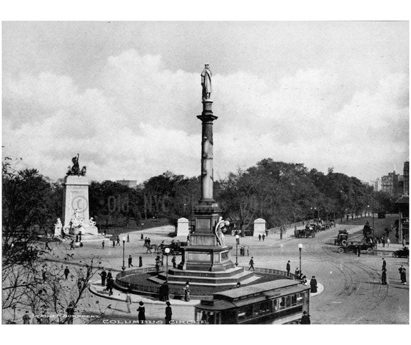 Columbus Circle in fron the the SW entrance to Central Park Old Vintage Photos and Images