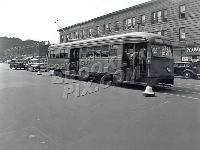 Coney Island Avenue PCC Trolley #1047 near Newkirk Avenue, 8-13-47 Old Vintage Photos and Images
