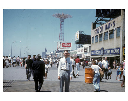 Coney Island Man on Boardwalk Old Vintage Photos and Images