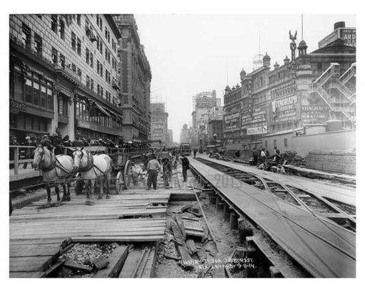 Construction on 7th Avenue & 43rd Street - Midtown - Manhattan  1914 Old Vintage Photos and Images