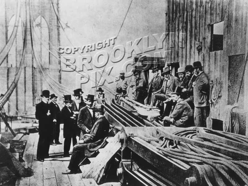 Construction scene at Brooklyn Bridge anchorage, c.1878 Old Vintage Photos and Images