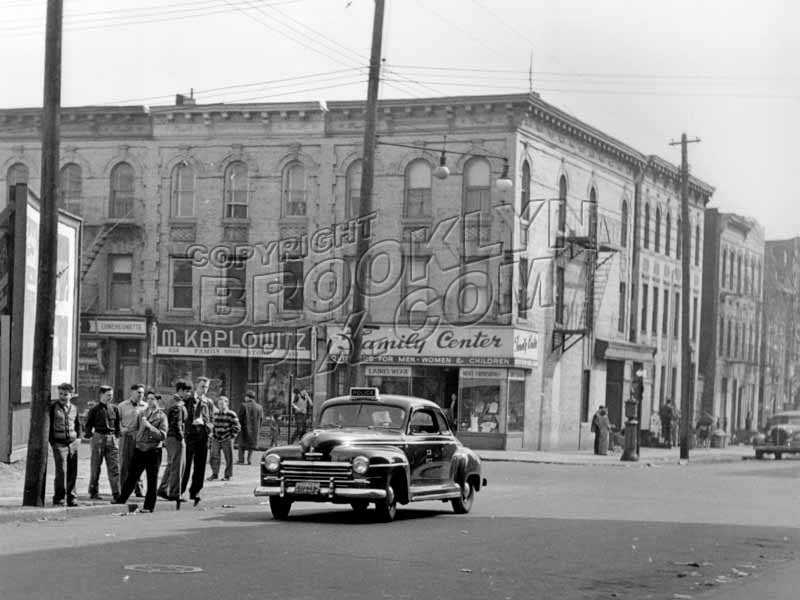 Cops passing "The Gang" at Schenck and Sutter Avenues, 1948 Old Vintage Photos and Images