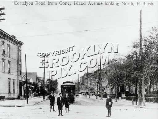 Cortelyou Road, looking east from Coney Island Avenue, 1915. Avenue C trolley seen at its terminal Old Vintage Photos and Images