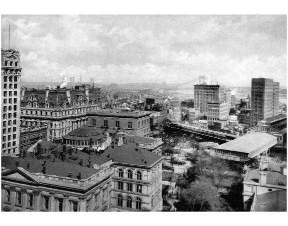 Courthouse, Emmigrant Savings Union & Manhattan Bridge in the background Old Vintage Photos and Images