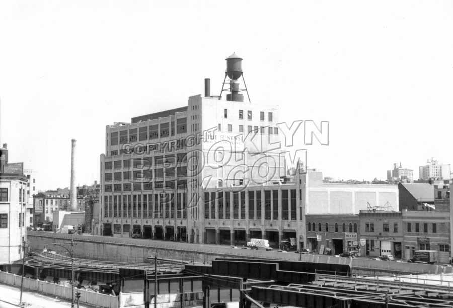 Daily News printing plant beyond Atlantic Yards at Pacific Street, c.1940 Old Vintage Photos and Images