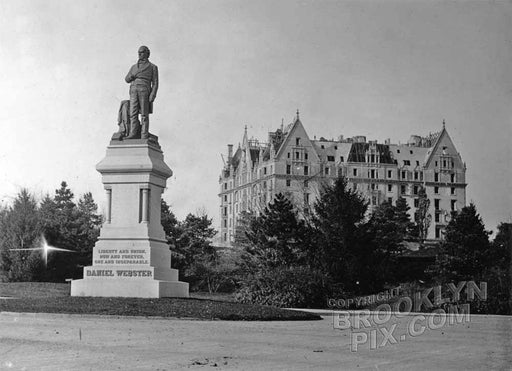 Dakota Apt. under construction from Central Park's Webster Monument, 1880s Old Vintage Photos and Images