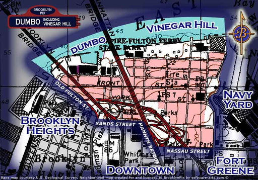 DUMBO and Vinegar Hill neighborhood borders map Old Vintage Photos and Images