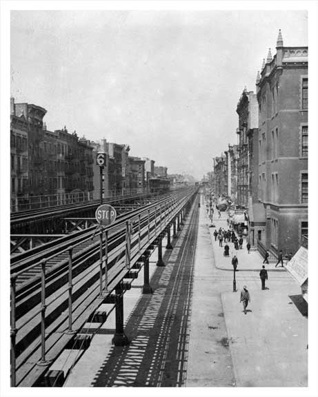 Elevated L Train Tracks - 2nd Avenue - Murray Hill Manhattan 1914 NYC Old Vintage Photos and Images