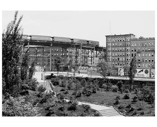 Elevated train line overlooking park 1905 Old Vintage Photos and Images