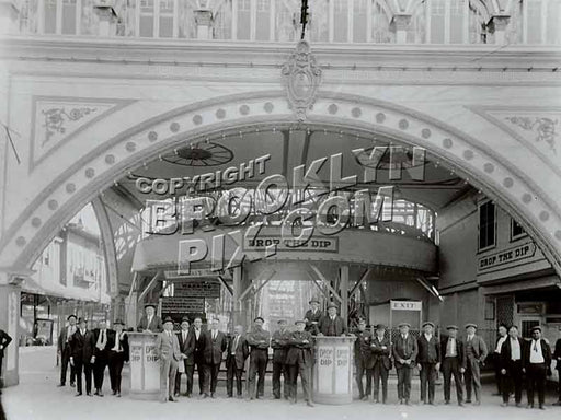 Entrance to Drop the Dip coaster at its original location, Bowery at W.15 St., 1915--Later Luna Park Old Vintage Photos and Images