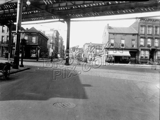 Evergreen Avenue looking northwest to Myrtle Avenue at Suydam Street, 1940 Old Vintage Photos and Images