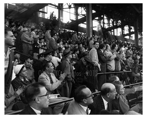 Fans cheer at the 1956 World Series at Ebbets Field - Brooklyn NY
