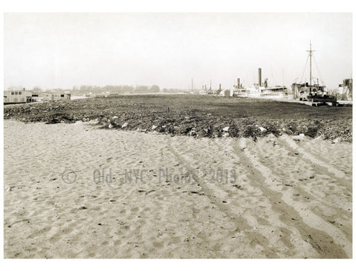Flatbush Ave Ext 1924 - looking north on line of ext opposite end of dock showing cinder surface Old Vintage Photos and Images