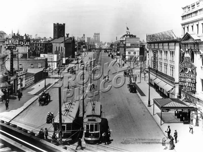Flatbush Avenue Extension looking north from Fulton Street elevated, 1914 Old Vintage Photos and Images