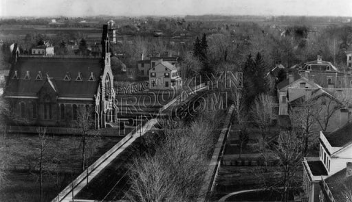 Flatbush Avenue, looking south from Dutch Reformed Church steeple at Church Avenue, 1877 Old Vintage Photos and Images