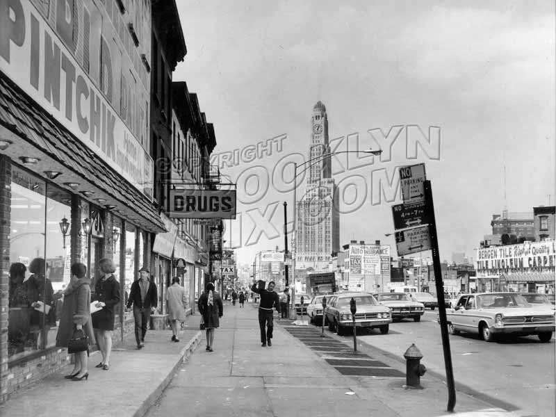 Flatbush Avenue, northwest from Bergen Street and Pintchik Paints, 1970 Old Vintage Photos and Images