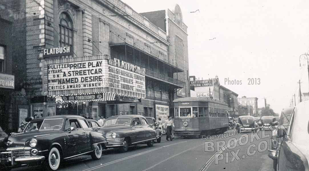 Flatbush Theater, Church Avenue east of Flatbush Avenue, 1950 Old Vintage Photos and Images