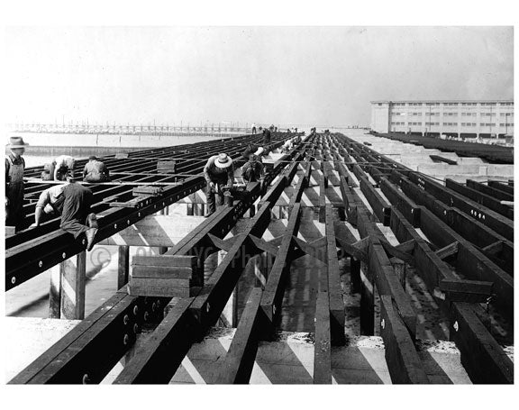 floorbeams in half constructed boardwalk 1922 Old Vintage Photos and Images