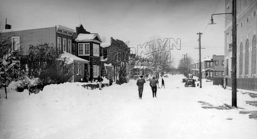Forbell Street, north to Pitkin Avenue; PS 214 on the right. during Blizzard of 1947 Old Vintage Photos and Images