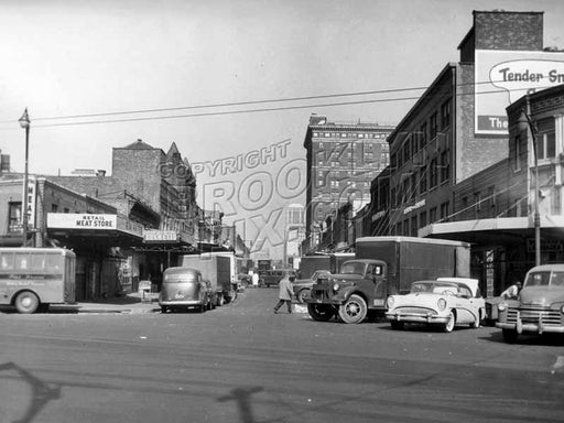 Fort Greene Place Meat Market north of Atlantic Avenue, 1956 Old Vintage Photos and Images