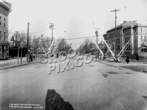 Fort Hamilton Parkway looking north at New Utrecht Avenue with PS 131, 1913 Old Vintage Photos and Images