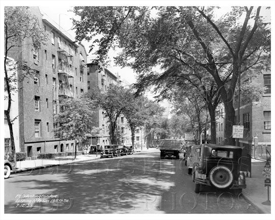 Fort Washington Ave looking North from 185th St Manhattan NYC 1939 Old Vintage Photos and Images