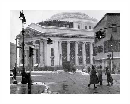 Fulton St Snowing - Dime Savings Bank - Albee Square - Downtown Brooklyn NYC Old Vintage Photos and Images