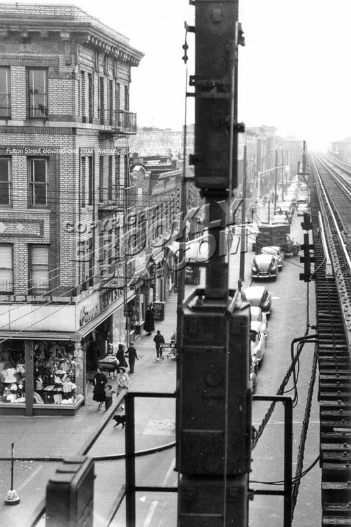 Fulton Street elevated over Pitkin Avenue, at Atkins Avenue, 1956 Old Vintage Photos and Images