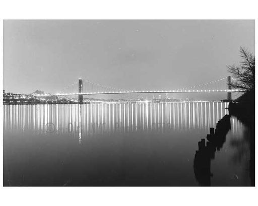 George Washington Bridge at night  - connecting NJ to Manhattan -  New York, NY 1959 Old Vintage Photos and Images