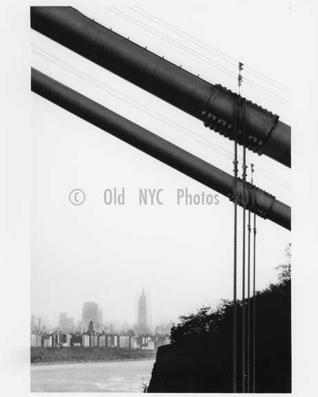 George Washington Bridge - Manhattan skyline behind it - 1959 New York, NY Old Vintage Photos and Images