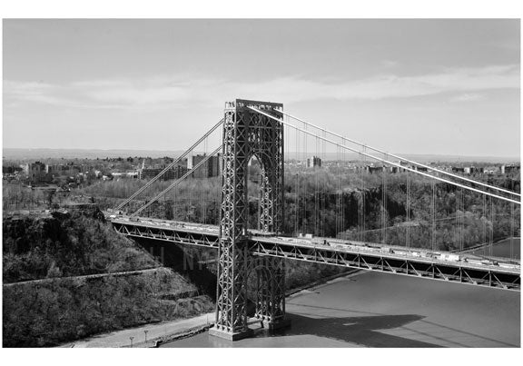 George Washington Bridge - New Jersey Tower with N.J. in the background Old Vintage Photos and Images