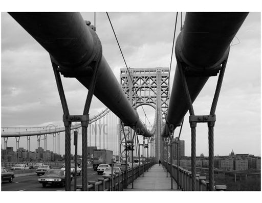 George Washington Bridge - showing detail of cables - middle section in between towers Old Vintage Photos and Images