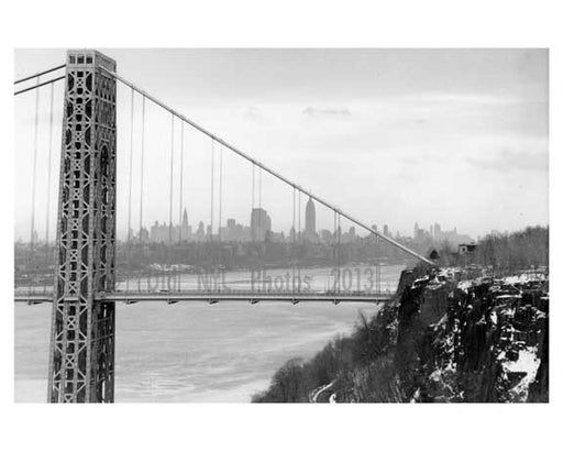 George Washington Bridge with the Manhattan Skyline in the background - 1958 New York, NY Old Vintage Photos and Images