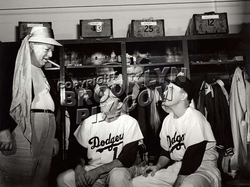 Gil Hodges and Pee Wee Reese in Dodgers Locker Room at Ebbets Field, 1 —  Old NYC Photos