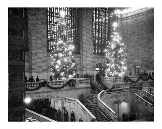 Grand Central Terminal interior with Christmas trees Manhattan NYC Old Vintage Photos and Images