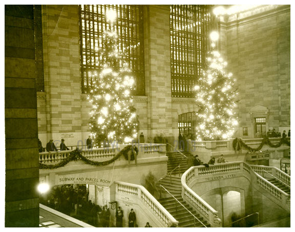 Grand Central Terminal with Christmas trees Old Vintage Photos and Images