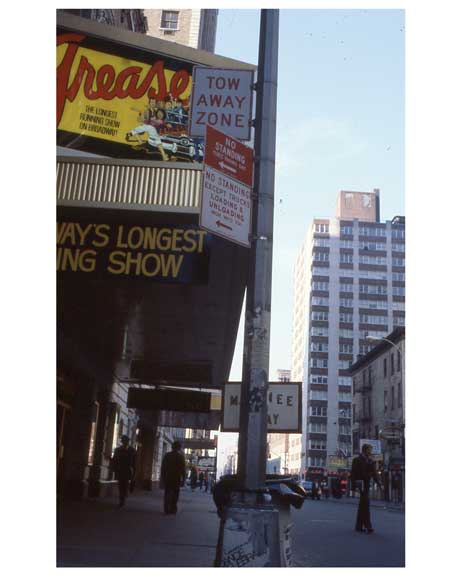 "Grease" - the longest running show on Broadway -  Theater District NYC 1970s Old Vintage Photos and Images