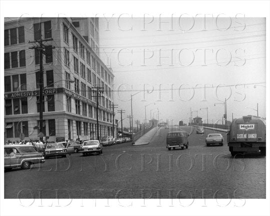 Greenpoint Ave looking east facing Kingsland Ave by bridge 1966 Old Vintage Photos and Images