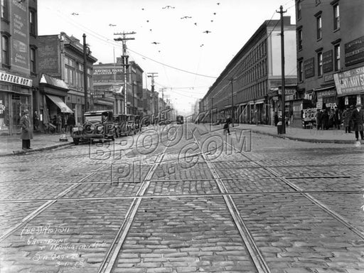 Greenpoint Avenue looking west from Manhattan Avenue, 1928 Old Vintage Photos and Images