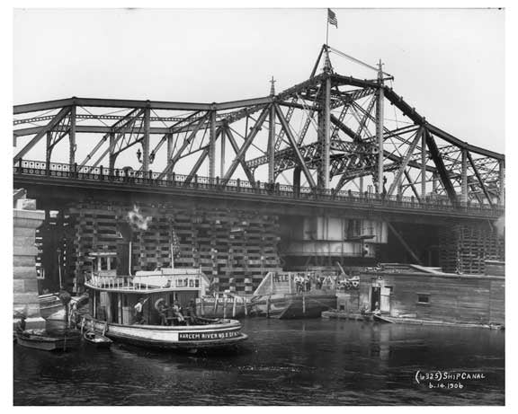 Harlem River number 2  boat in Ship Canal - wide shot - NYC 1906 Old Vintage Photos and Images