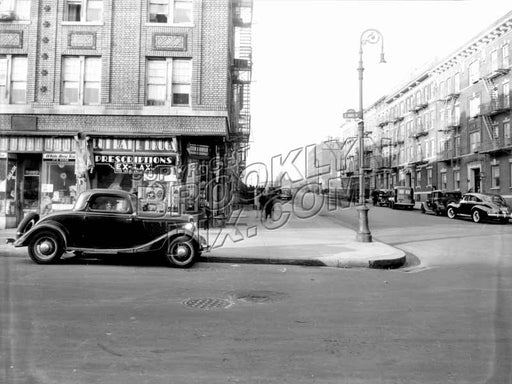 Hopkinson Avenue looking north at St. Marks Avenue toward Bergen Street, 1940 Old Vintage Photos and Images