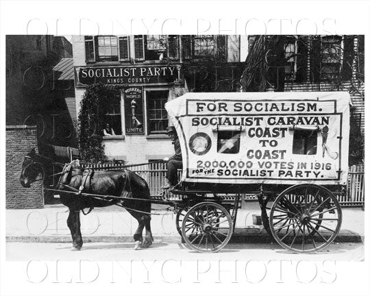 Horse Cart brooklyn Socialist Wagon 957 Willoughby Ave Bushwick 1913 Old Vintage Photos and Images