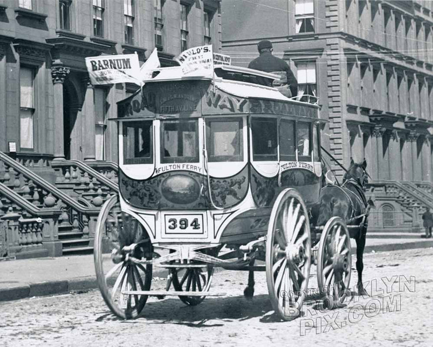 Horsedrawn omnibus on Fifth Avenue, 1888 Old Vintage Photos and Images