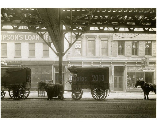 Horses & Wagons line the street - between Broome & Grand Street 1916 Old Vintage Photos and Images