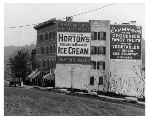 Hortons Ice Cream Billboard at Kingsbridge Road (now called West 225th Street in the Marble Hill) & Ship Canal  Bronx, NY 1903 Old Vintage Photos and Images