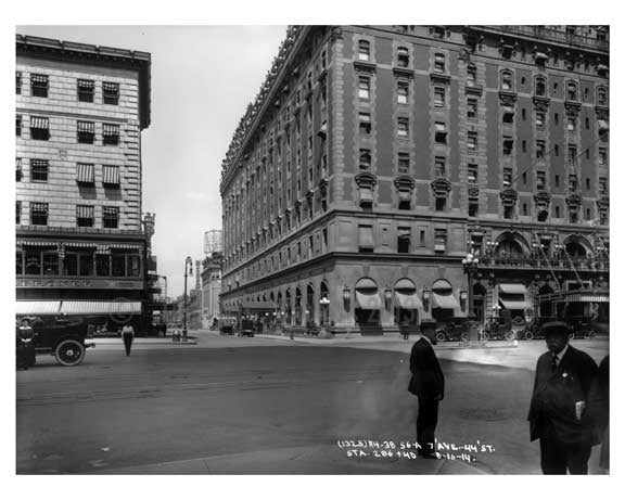 Hotel Astoria on the left 7th Avenue between  44th & 45th Streets - Midtown - Manhattan  1914 Old Vintage Photos and Images