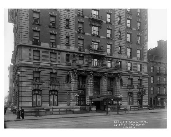 Hotel York - 7th Avenue between 36th & 37th Streets -  Midtown Manhattan 1914 Old Vintage Photos and Images