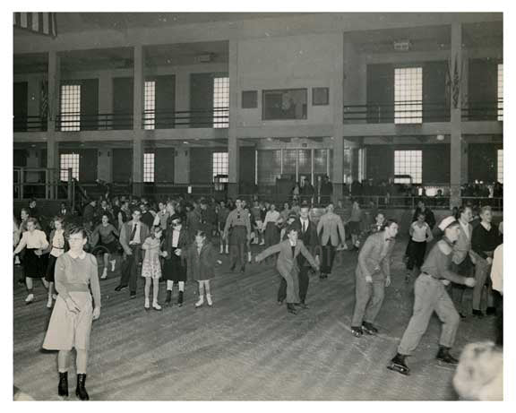 Ice skating at the NYC bldg. at the 1939 Worlds Fair - Flushing - Queens - NYC Old Vintage Photos and Images
