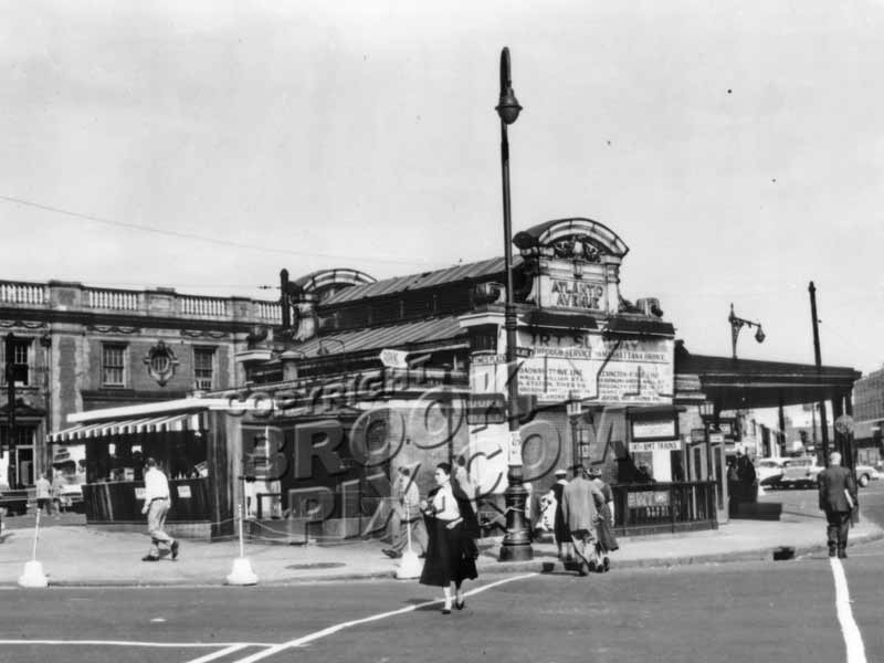 IRT subway kiosk at Atlantic, Flatbush, and 4th Avenues (Times Plaza), 1959 Old Vintage Photos and Images