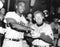Jackie Robinson with Mgr. Chuck Dressen,. Who's exposing himself at far right? Old Vintage Photos and Images